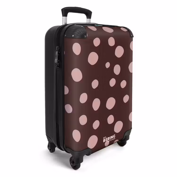 Valise - Fond brun foncé avec des points roses — 2
