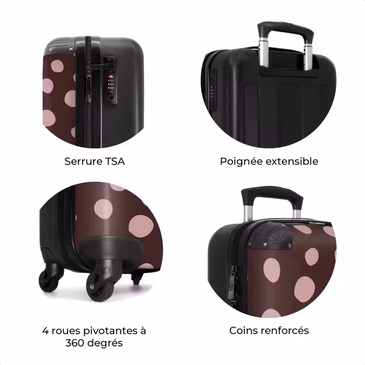 Valise - Fond brun foncé avec des points roses — 8
