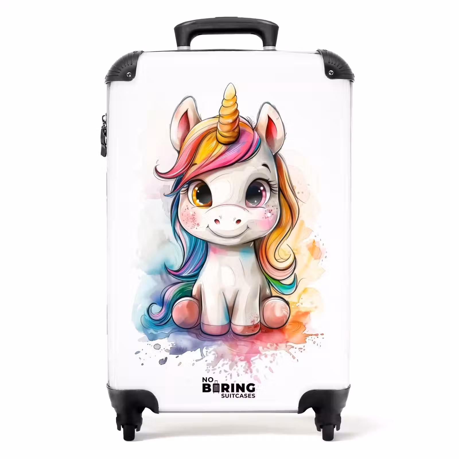 Valise - Cervin blanc avec crinière colorée et éclaboussures de peinture — 1