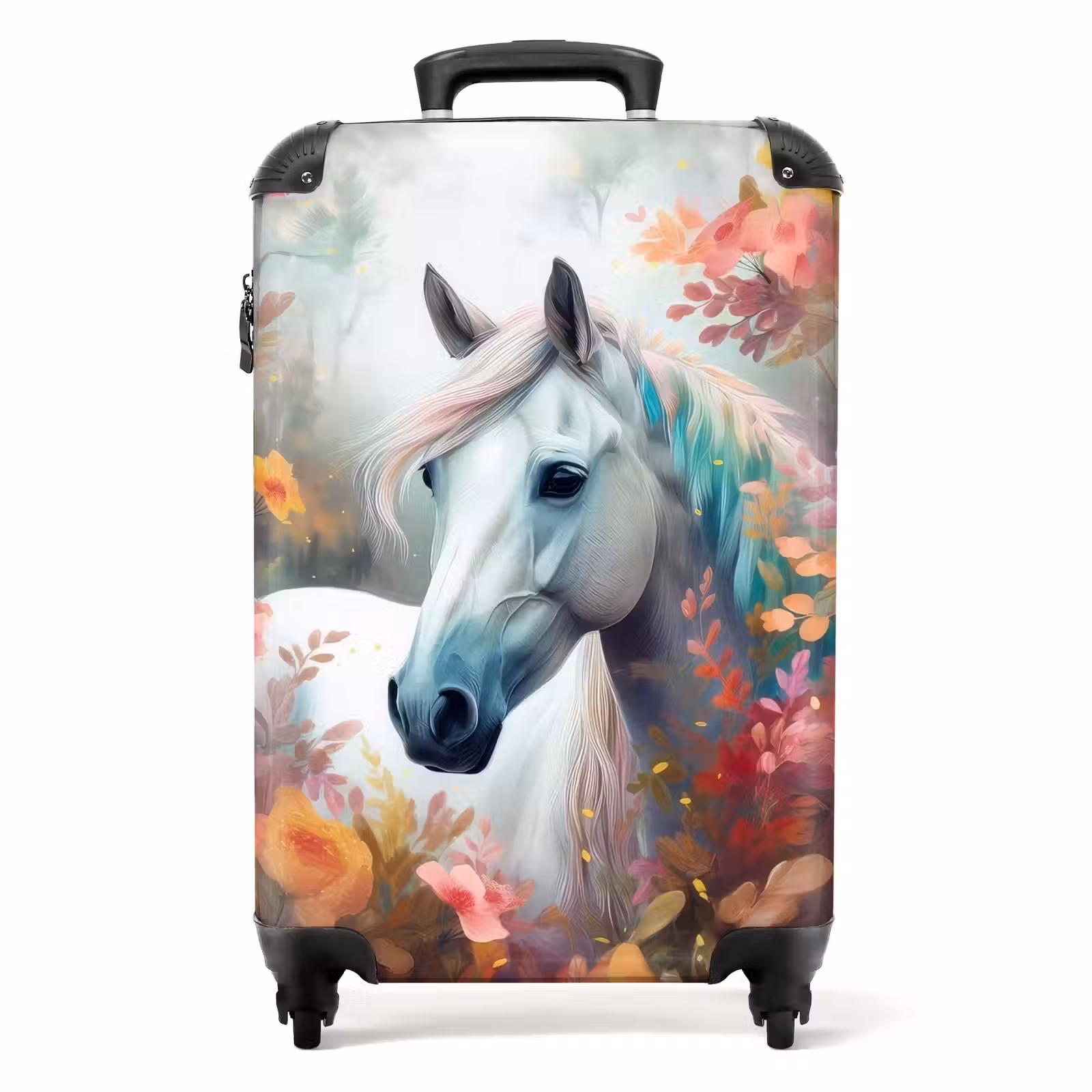 Valise - Cheval blanc entouré de fleurs — 1