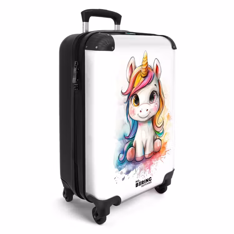 Valise - Cervin blanc avec crinière colorée et éclaboussures de peinture — 2