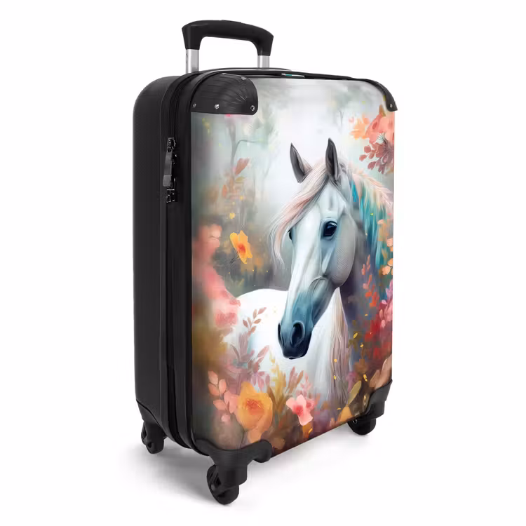 Valise - Cheval blanc entouré de fleurs — 2