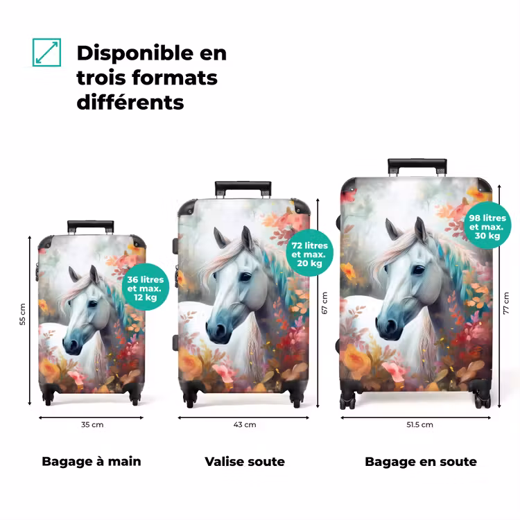 Valise - Cheval blanc entouré de fleurs — 3