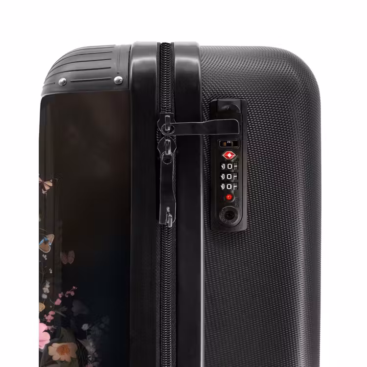 Valise - Cheval noir avec une crête blanche et des fleurs colorées — 6