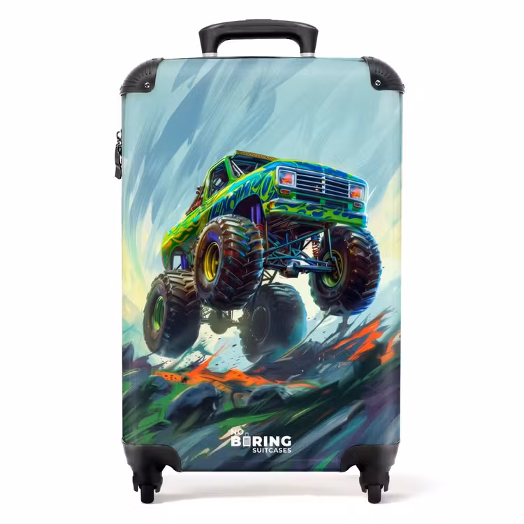 Valise - Camion monstre vert avec coups de pinceau — 1