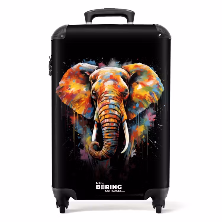 Valise -  Éléphant décoré d'éclaboussures colorées — 1