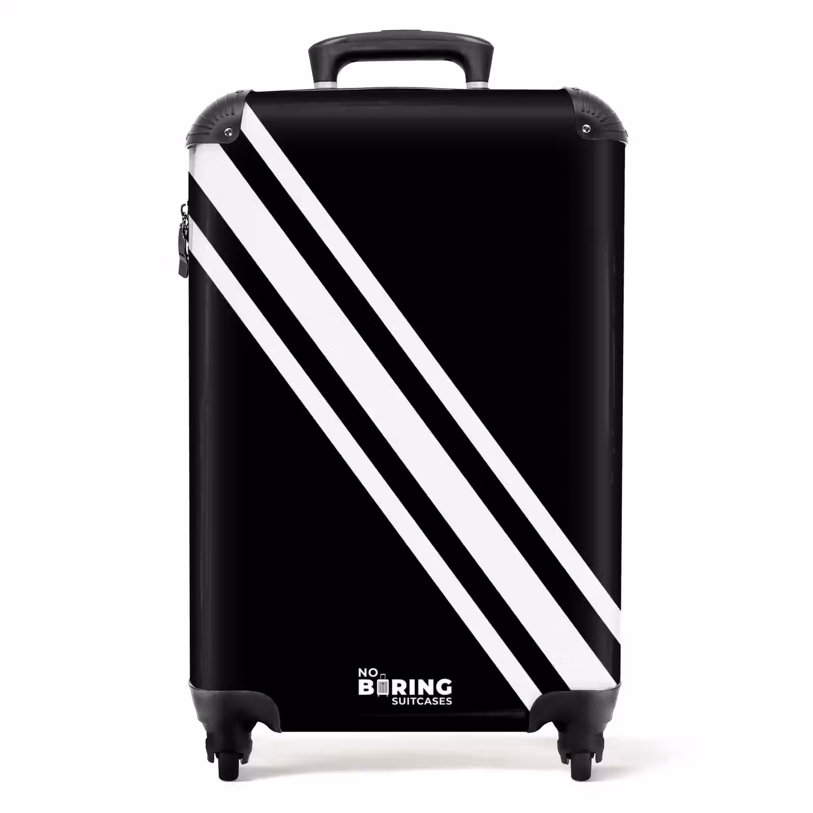 Valise - Fond noir avec double bande diagonale blanche — 1