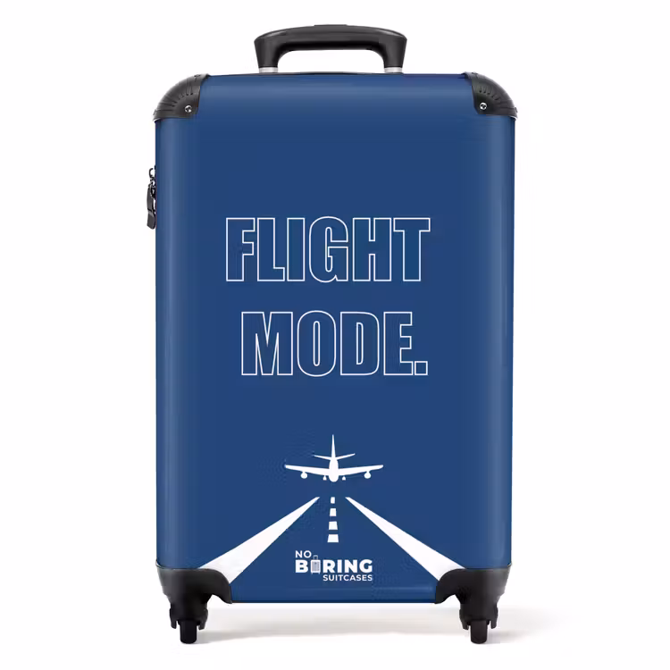 Valise - Fond bleu avec avion et texte Flight Mode — 1