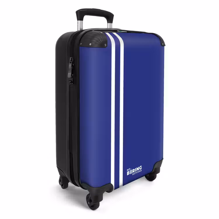 Valise - Fond bleu royal avec deux bandes latérales blanches à gauche — 2
