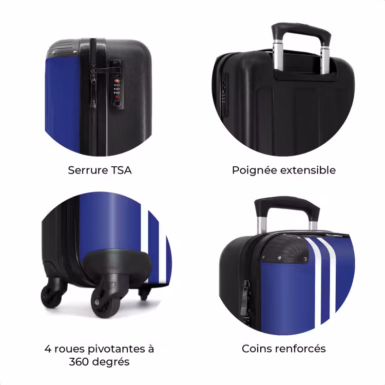Valise - Fond bleu royal avec deux bandes latérales blanches à gauche — 7