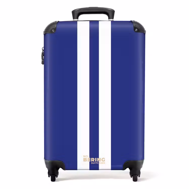 Valise - Fond bleu royal avec double bande centrale blanche — 1