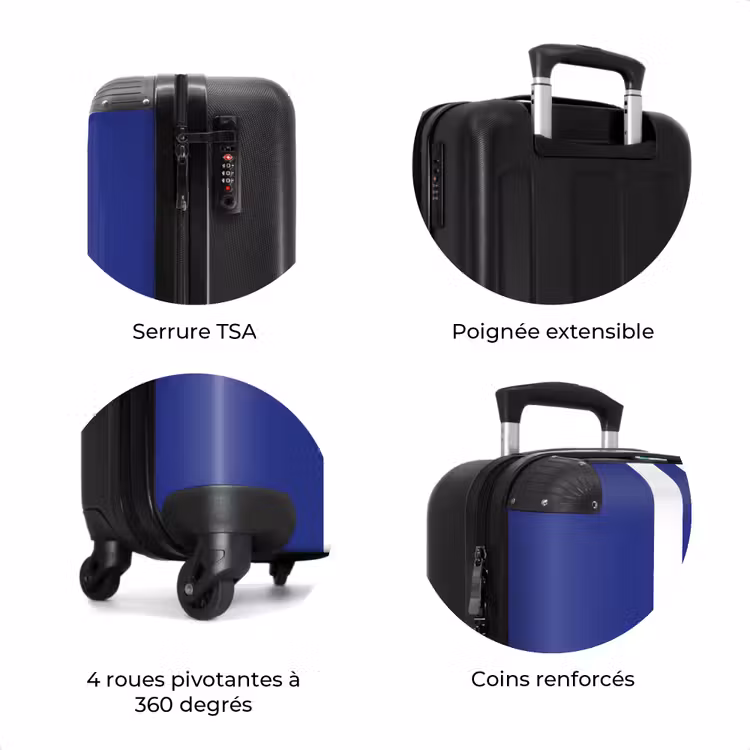 Valise - Fond bleu royal avec double bande centrale blanche — 7