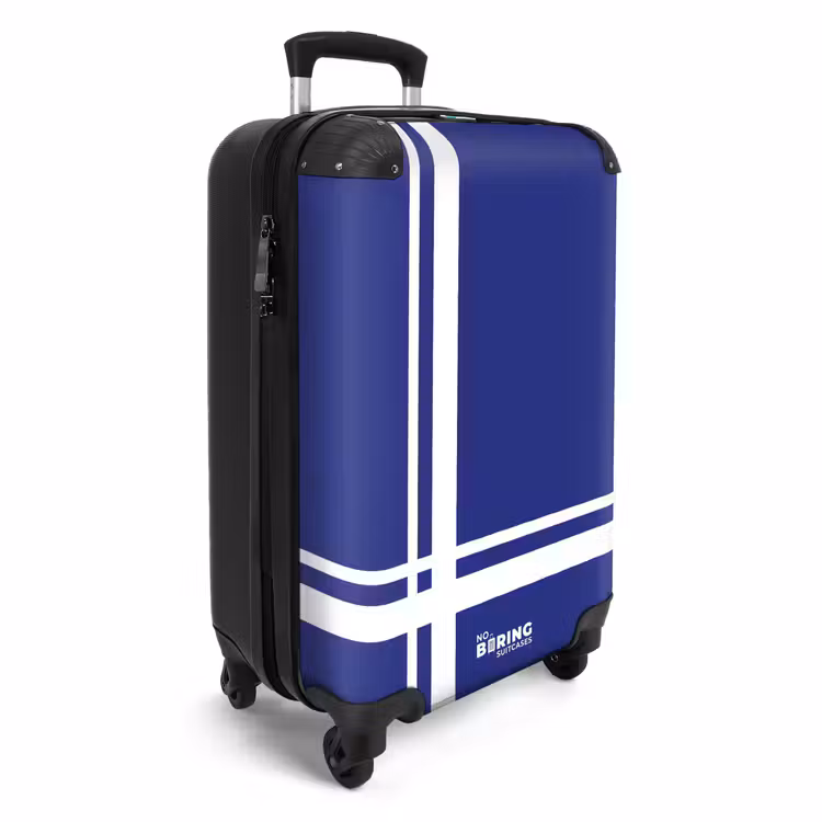 Valise - Fond bleu royal avec grille blanche en bas à gauche — 2