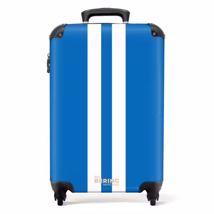 Valise - Fond bleu vif avec double bande centrale blanche — 1