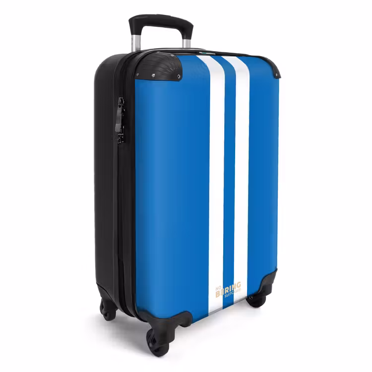 Valise - Fond bleu vif avec double bande centrale blanche — 2