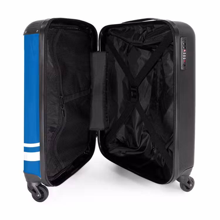 Valise - Fond bleu vif avec motif d'angle blanc en bas à gauche — 4