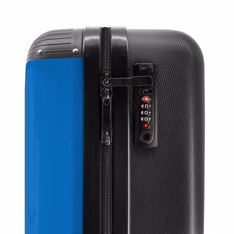 Valise - Fond bleu vif avec motif d'angle blanc en bas à gauche — 5