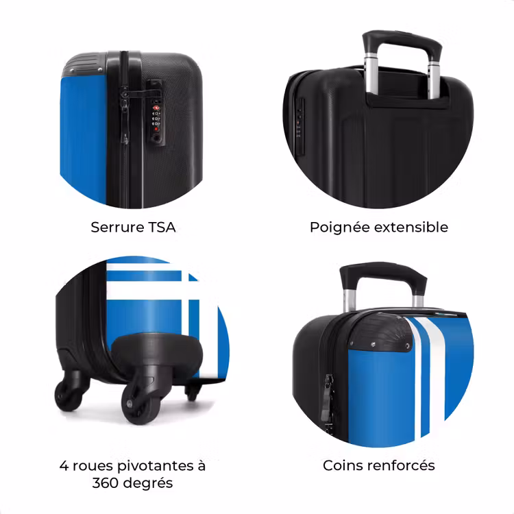 Valise - Fond bleu vif avec motif d'angle blanc en bas à gauche — 7