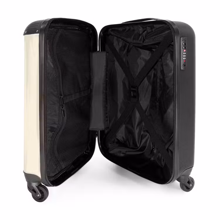 Valise - Fond crème avec bande centrale tricolore et texte Travel — 4