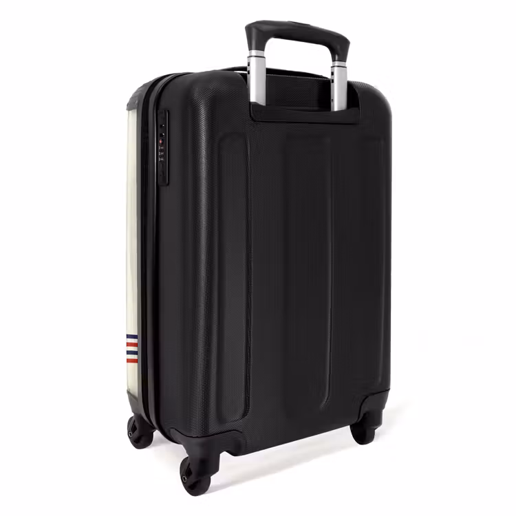 Valise - Fond crème avec texte rouge et bande tricolore en bas — 3