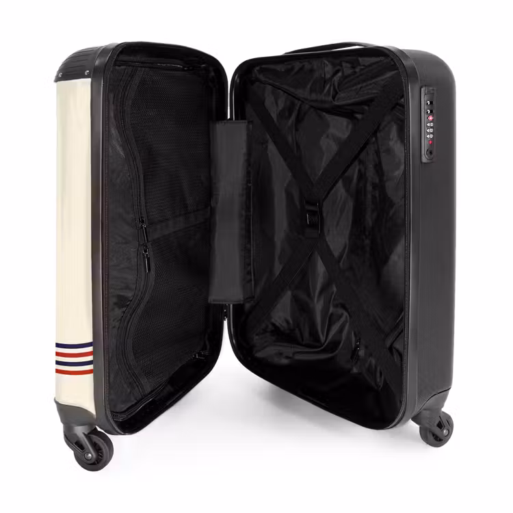 Valise - Fond crème avec texte rouge et bande tricolore en bas — 4