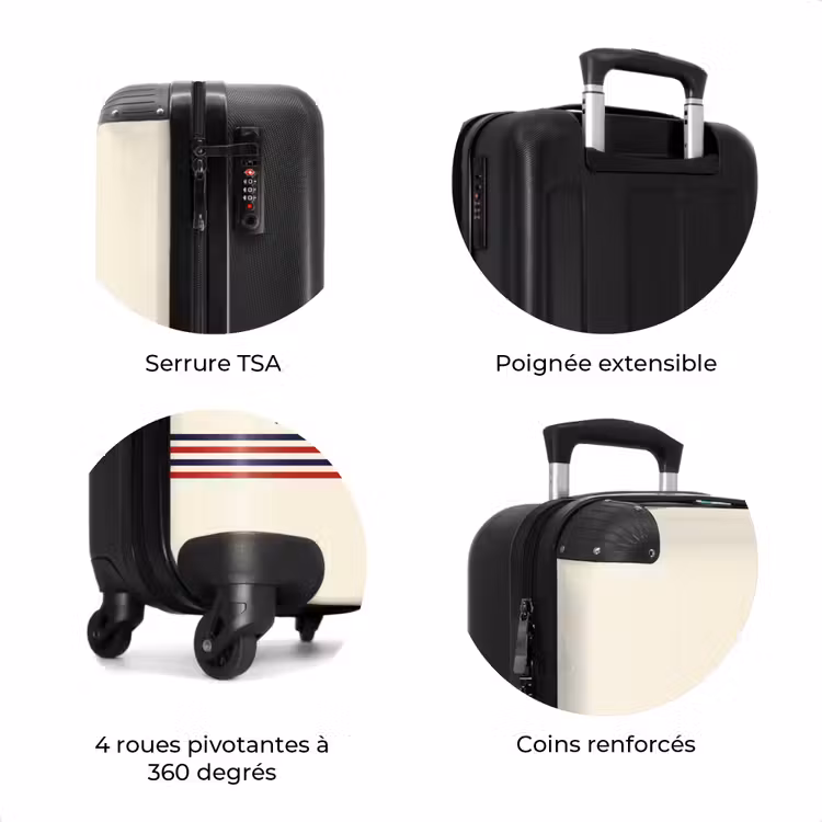 Valise - Fond crème avec texte rouge et bande tricolore en bas — 7