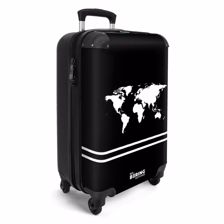 Valise - Fond noir avec carte du monde blanche et double bande en bas — 2