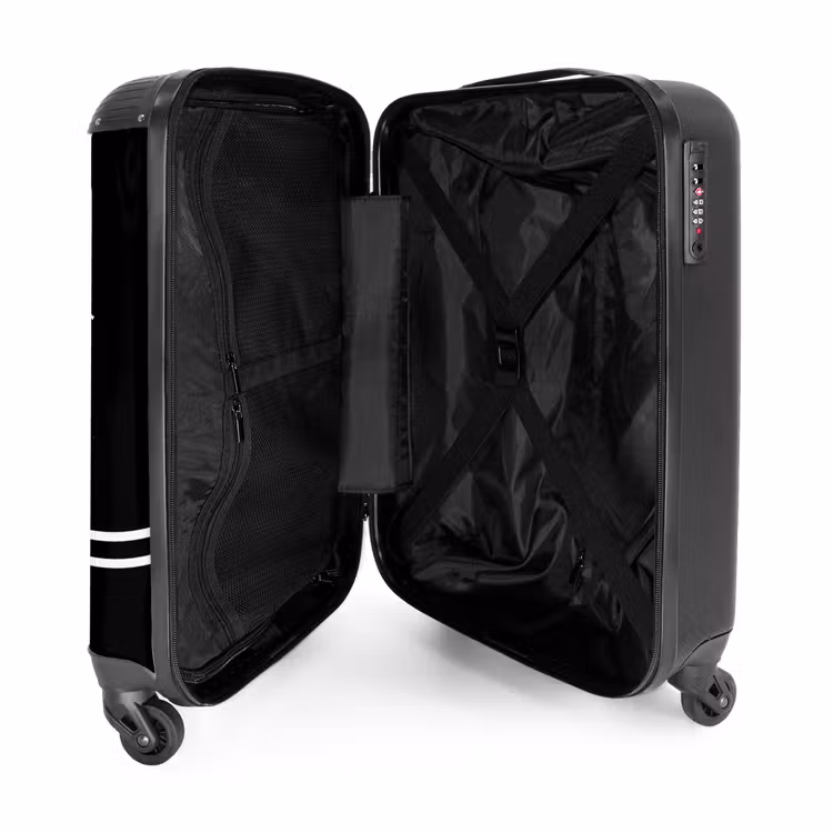 Valise - Fond noir avec carte du monde blanche et double bande en bas — 4