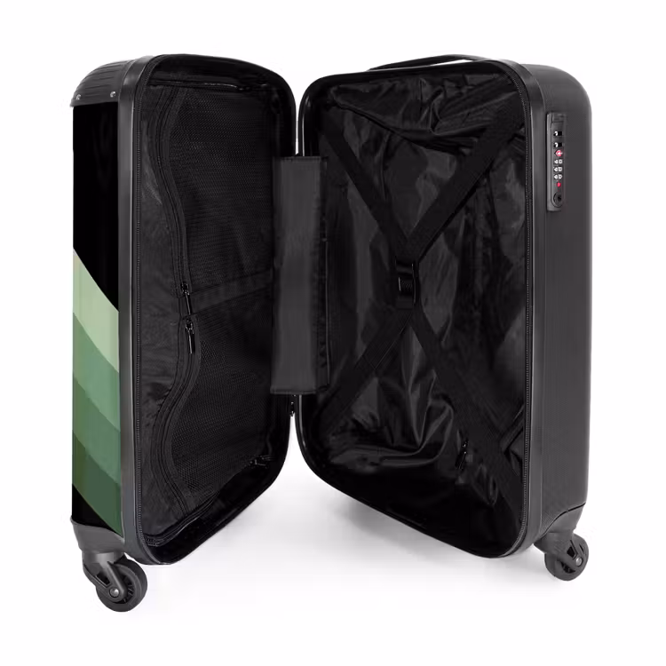 Valise - Fond noir avec des bandes vertes en zigzag en cascade — 4