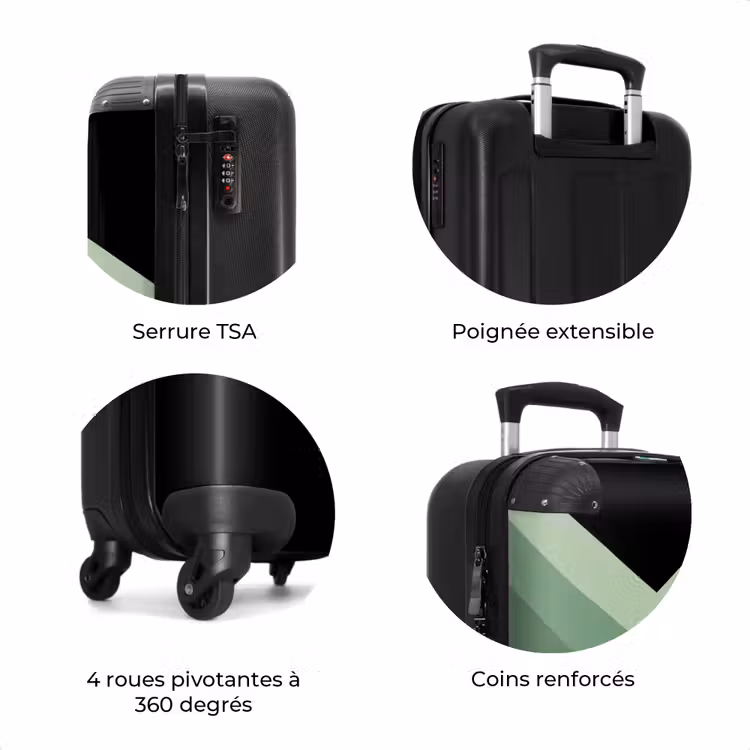 Valise - Fond noir avec des bandes vertes en zigzag en cascade — 7