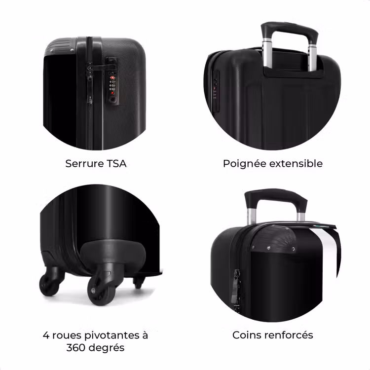 Valise - Fond noir avec double bande centrale blanche — 7