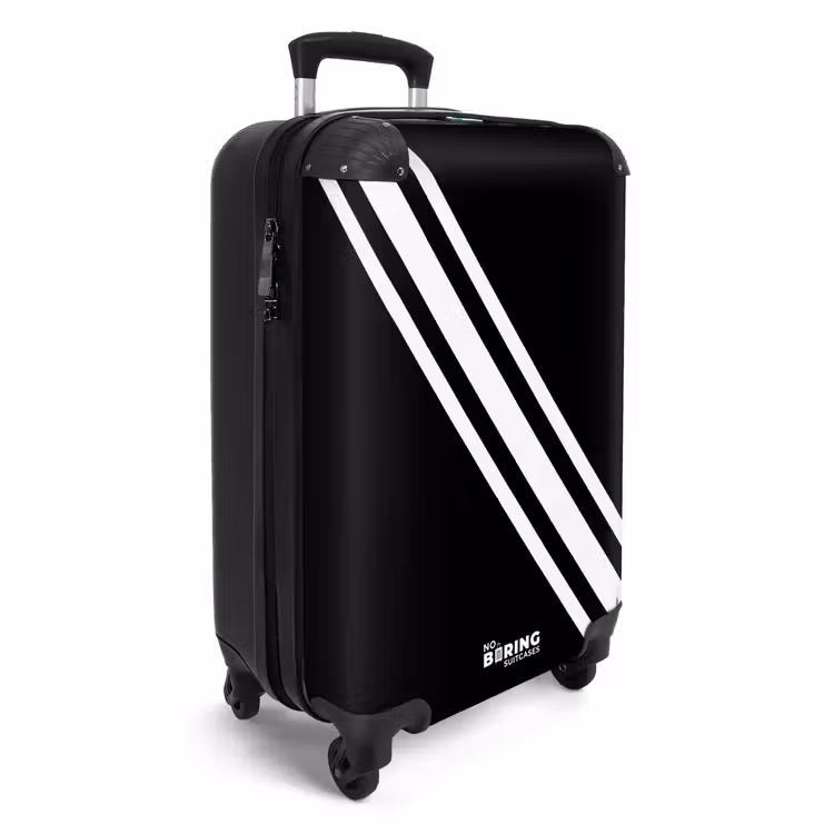 Valise - Fond noir avec double bande diagonale blanche — 2