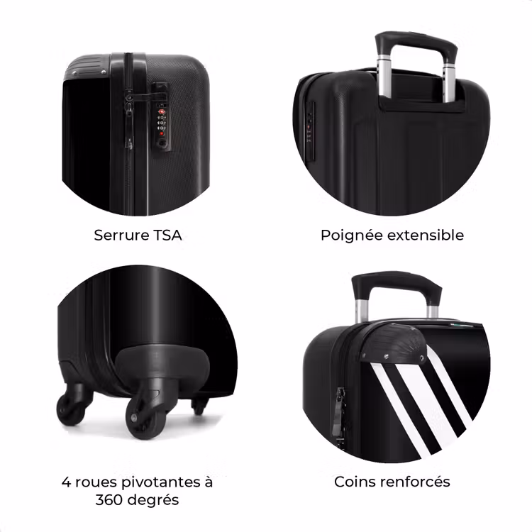 Valise - Fond noir avec double bande diagonale blanche — 7