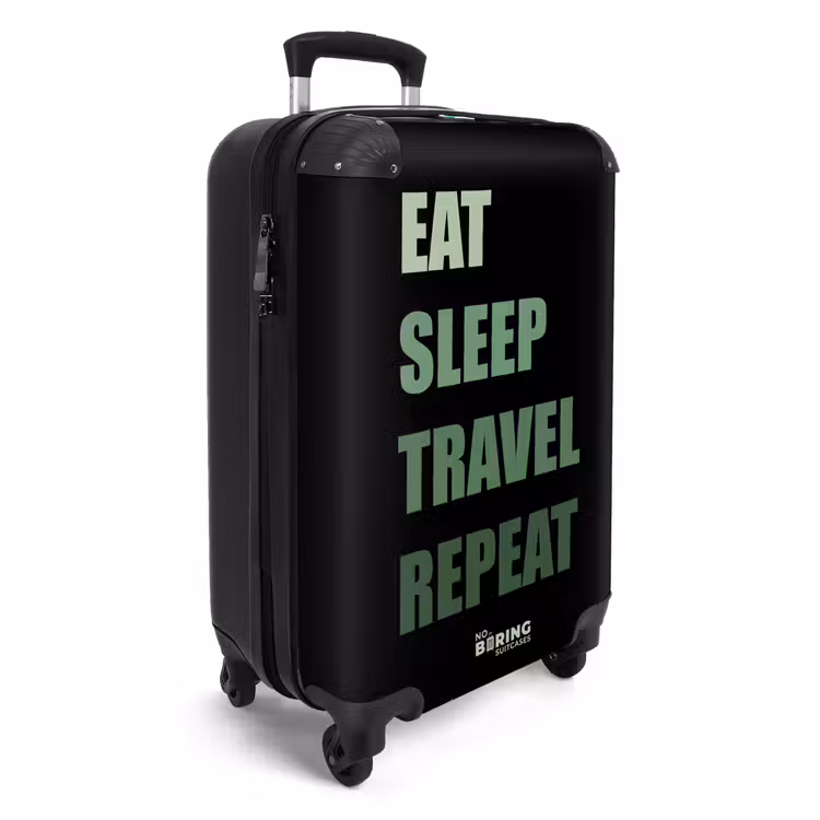 Valise - Fond noir avec texte vert Eat Sleep Travel Repeat — 2