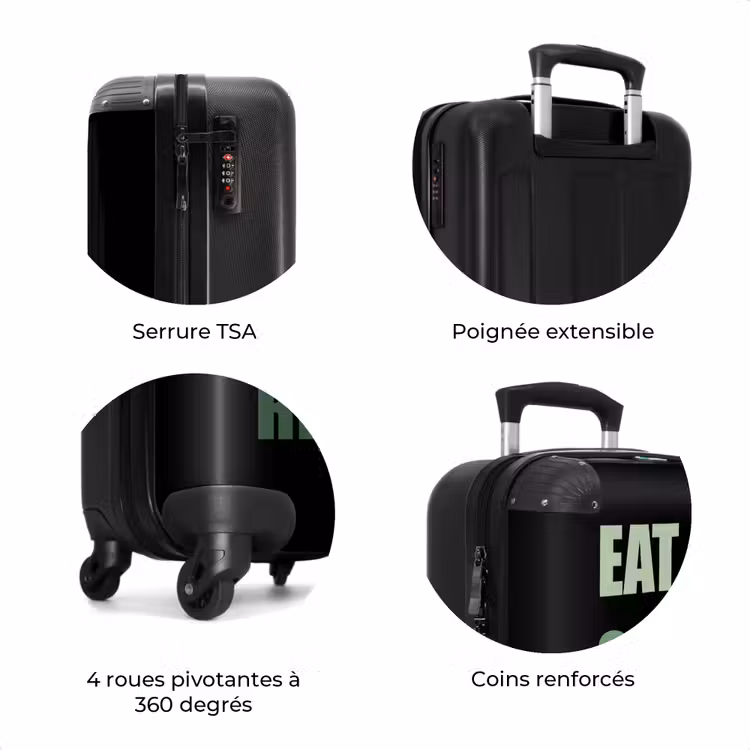 Valise - Fond noir avec texte vert Eat Sleep Travel Repeat — 7