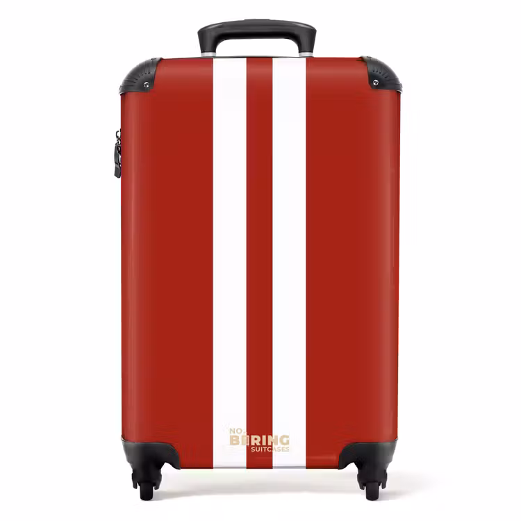 Valise - Fond rouge avec double bande centrale blanche — 1