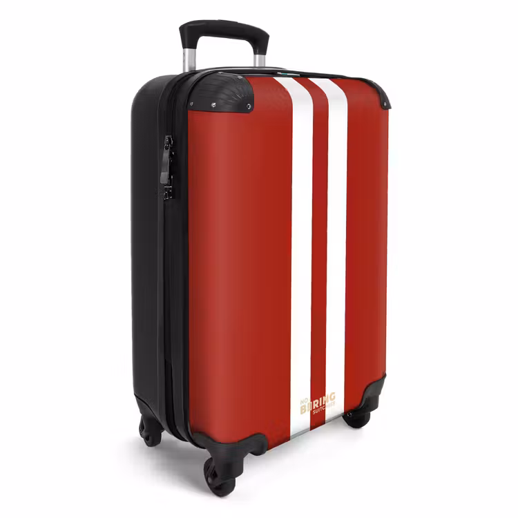Valise - Fond rouge avec double bande centrale blanche — 2