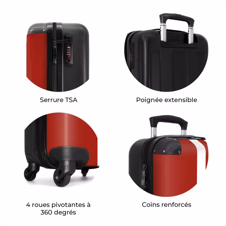 Valise - Fond rouge avec double bande centrale blanche — 7