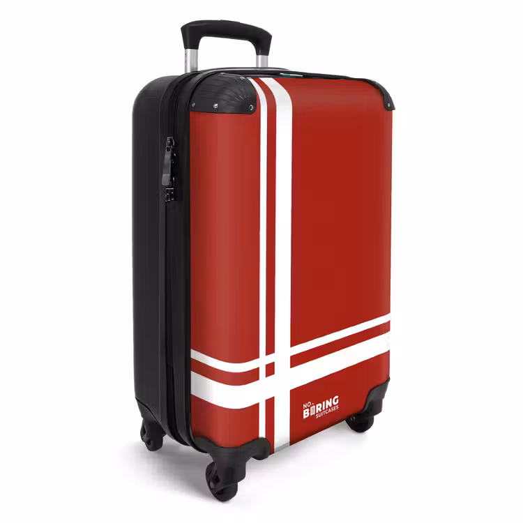 Valise - Fond rouge avec motif de croix blanche en bas à gauche — 2
