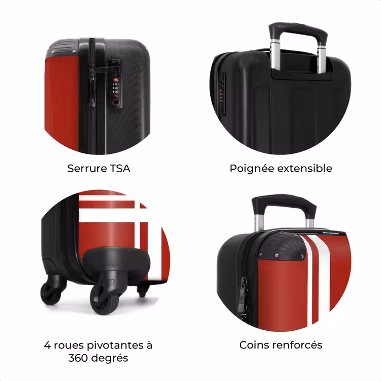 Valise - Fond rouge avec motif de croix blanche en bas à gauche — 7