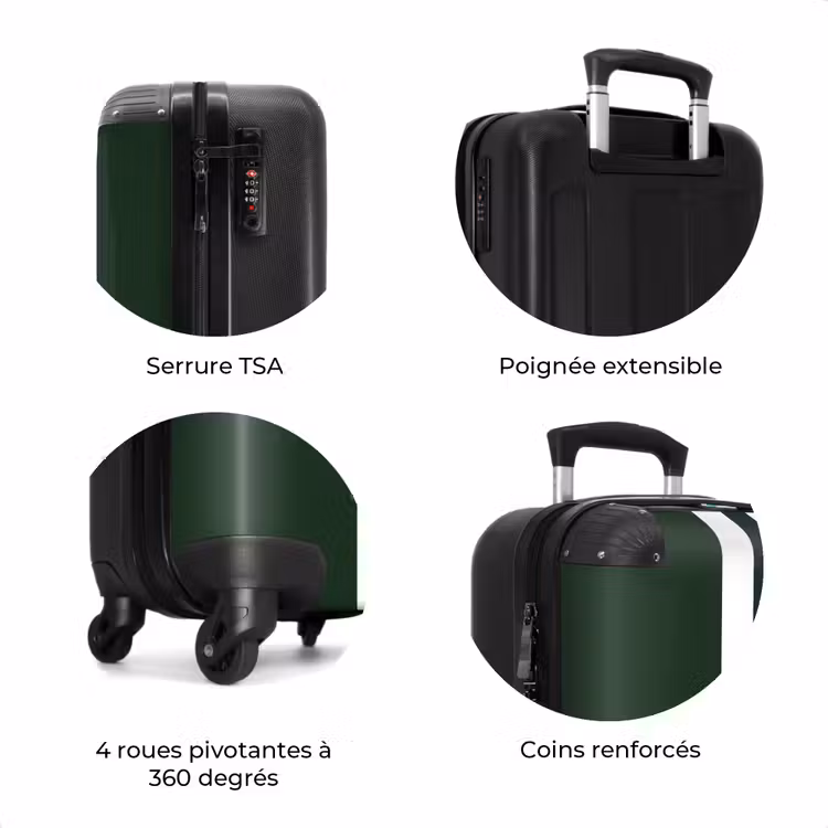 Valise - Fond vert avec double bande verticale blanche — 7