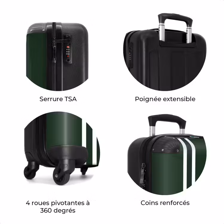 Valise - Fond vert foncé avec deux bandes latérales blanches à gauche — 7