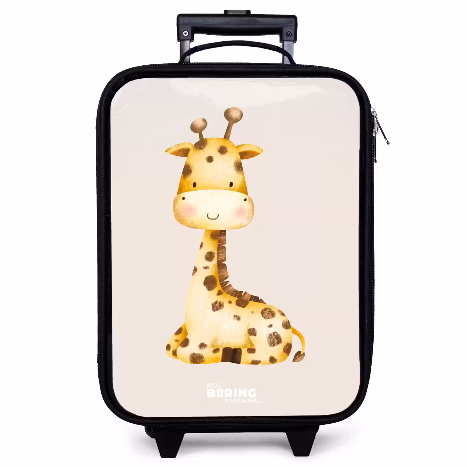 Valise enfant - Noir - Illustration d'une girafe couchée sur fond beige — 1