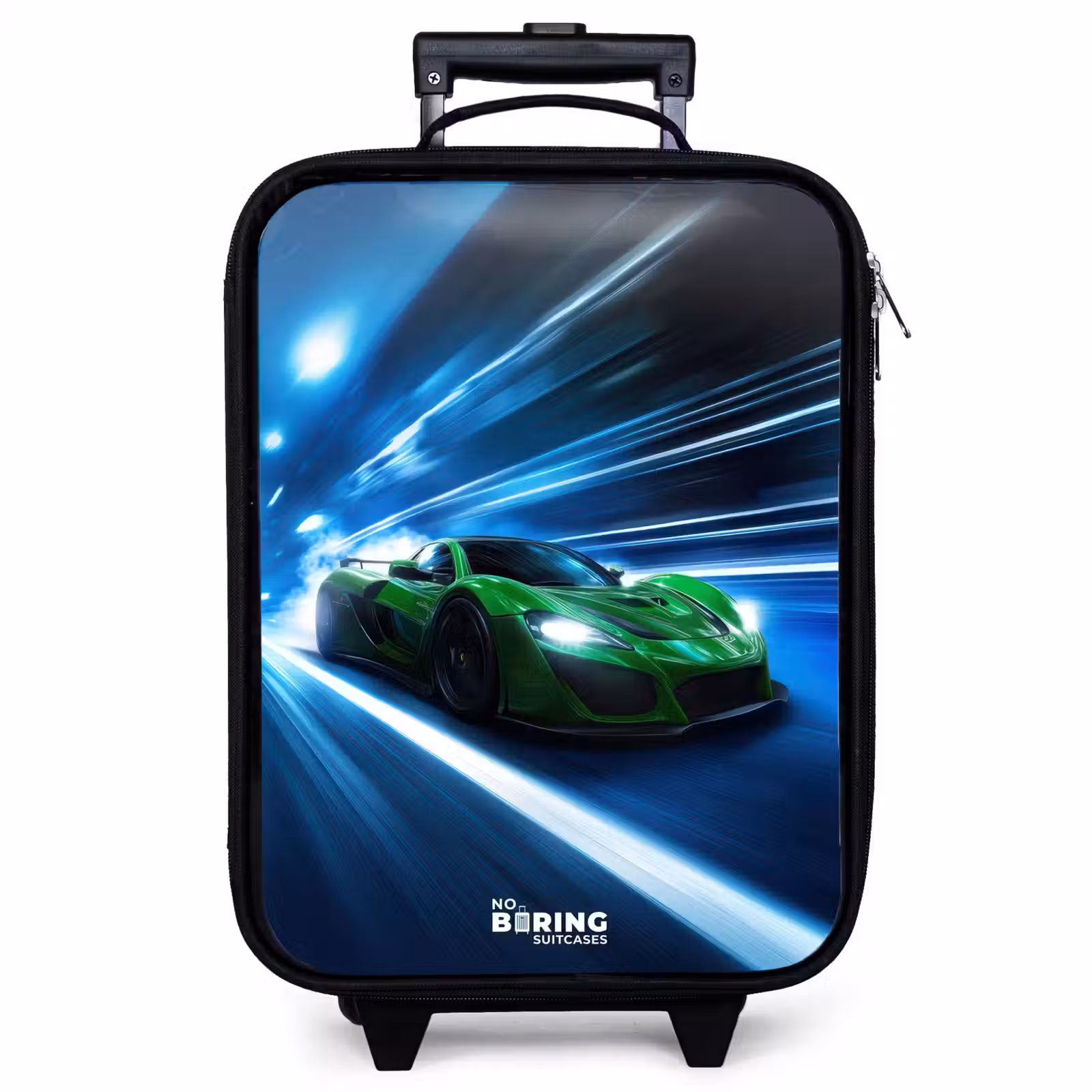 Valise enfant - Noir - La supercar verte brille à la lumière des néons — 1