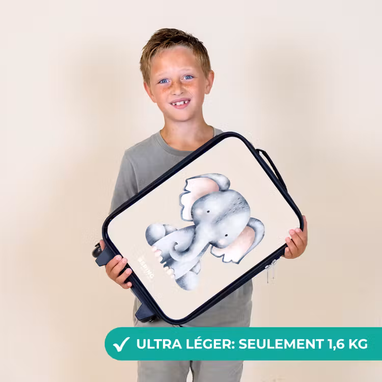 Valise enfant - Noir - Dessin d'éléphant sur fond beige — 2