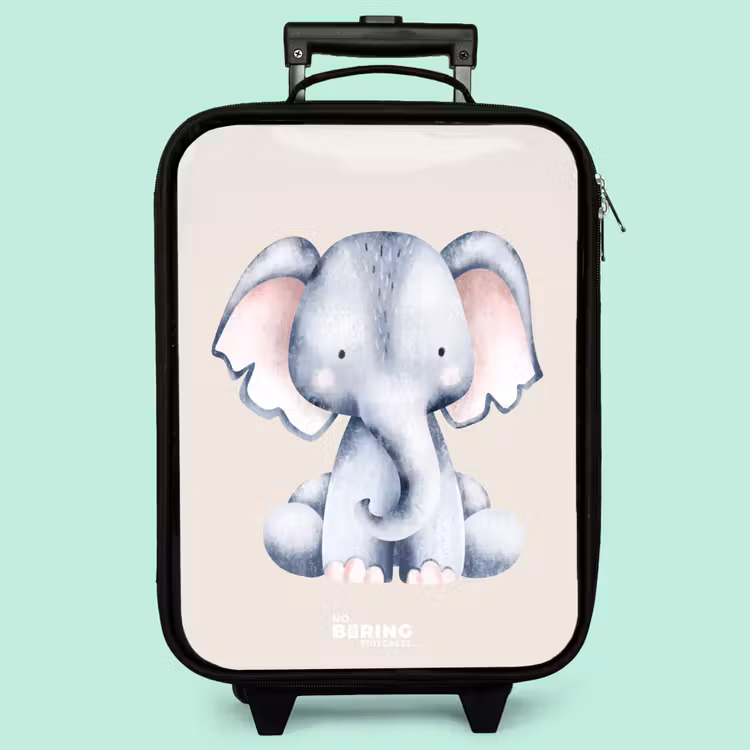 Valise enfant - Noir - Dessin d'éléphant sur fond beige — 3