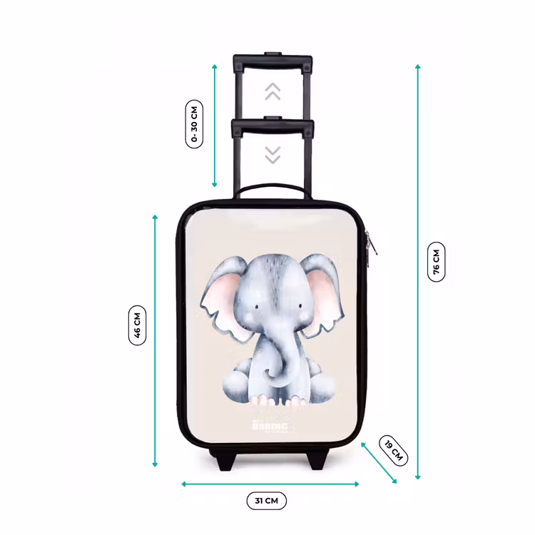 Valise enfant - Noir - Dessin d'éléphant sur fond beige — 7