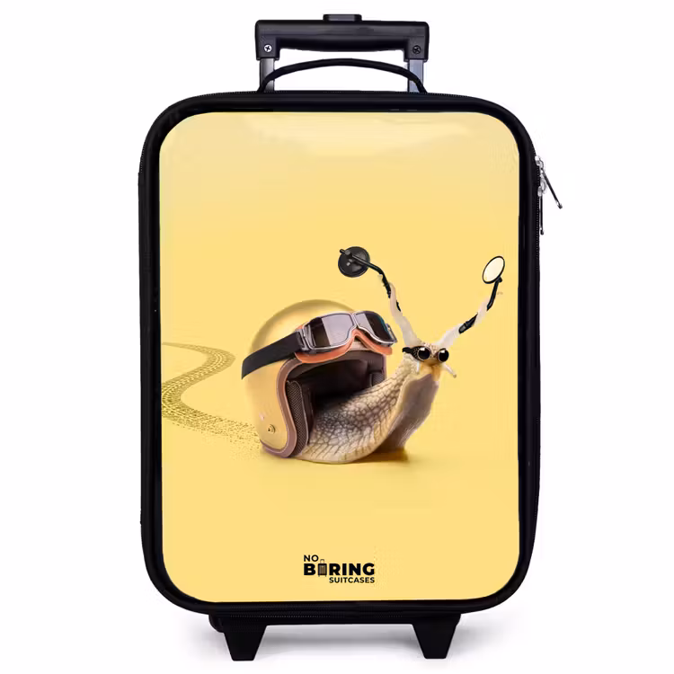 Valise enfant - Escargot avec casque de moto — 1