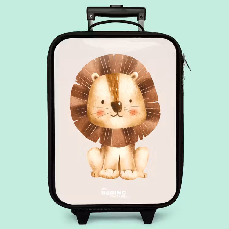 Valise enfant - Noir - Illustration d'un lion sur fond beige — 3