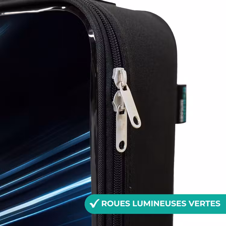 Valise enfant - Noir - La supercar verte brille à la lumière des néons — 6